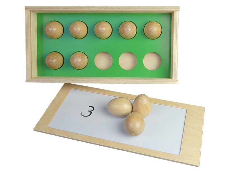 houten eierdoos met 10 magnetische eieren