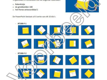 Stukje uit de handleiding van het product Digitale Flitskaarten Rekentafelbeelden tot 100. Grote hoeveelheden herkennen. Rekenen.